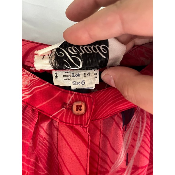 Vintage Parade New York Sheer Red Floral Dress Size 6 - Picture 4 of 5